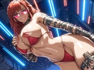 245 Cyberpunk Redhead Do Hawt Talk and Pose, Ai Animation