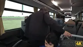 European babe offers big tits and hard cock for cash in public