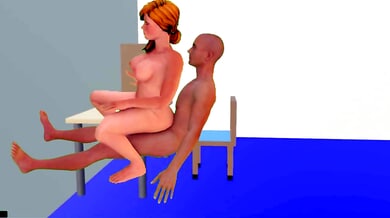 Blonde straddles muscular dark-skinned man in intimate 3D-rendered scene