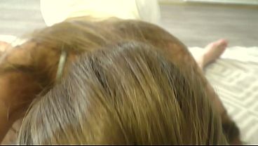 Brunette in silk pajamas loves sucking and fucking when she sees a big dick