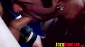 ”Pierced wrestler cum sprayed after sensual mutual BJ”