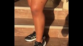 Cyan ebony teen shows off big ass