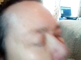 Cumshot on Jens face and in her mouth