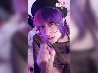 Nerdy emo girl blowjob gets glasses dirty Close up Vertical Pov Kakao chan