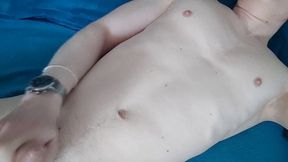 White skinny boy 18+ wanks in his bed