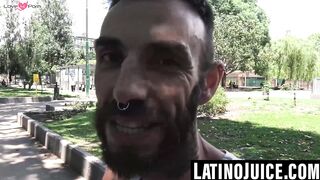 Bearded Latino moans as he gets raw fucked POV style