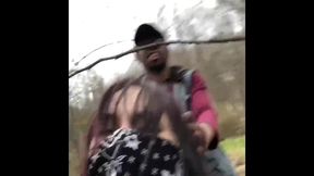 masked girl sucks and fucks on park trail