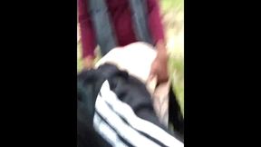 masked girl sucks and fucks on park trail