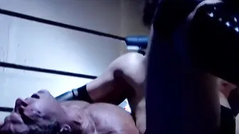 Roger dominates two bound muscle jocks in the wrestling ring