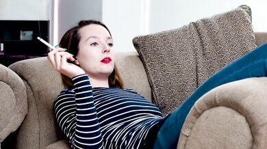 Red-Lipped Girl Smoking