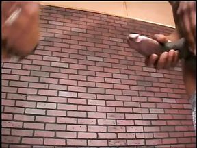 Ebony riding black cock and swallowing black cum