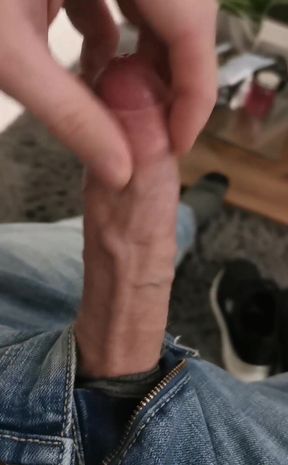 Teasing the tip till I cum all over my jeans