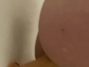 Massive anal dildo mounted in shower