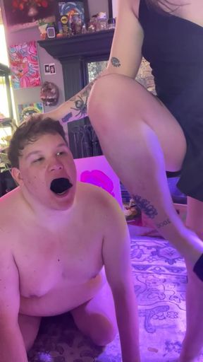 Slave gets her socks eaten