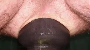 Huge 11cm wide Butt Plug sliding in my Ass on Toilet Seat up close.