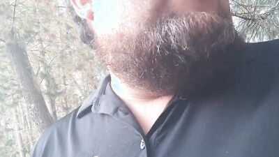 Bearded bloke is having fun in this homemade close-up video