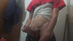 Amateur guy jacks it in the workplace bathroom