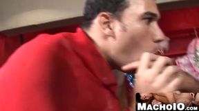 MachoIO.com - Young Latino drilling his partner bareback missionary style hard