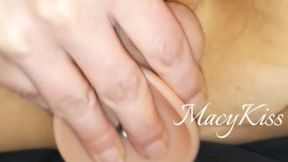 Macy Kiss ripped her pantyhose and fucks a dildo 1920