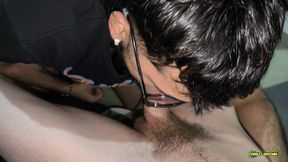 Kneeling & Horny Sniffing My Boyfriend’s Bulge Till I Cum on His Cock & Swallow Both Loads