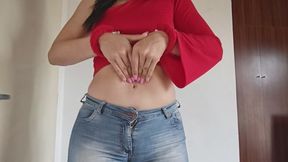 Erotic game with my belly button and handcuffs!