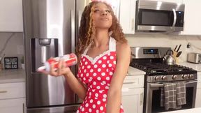 I have some sexy fun on my kitchen counter in this SOLO DP dildo vid. I play with whipped cream and use it as lube while I fuck both of my tight pretty holes at once with my new dildo... <3