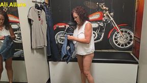 ali allure tries on clothes for stepson
