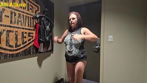 ali allure tries on clothes for stepson