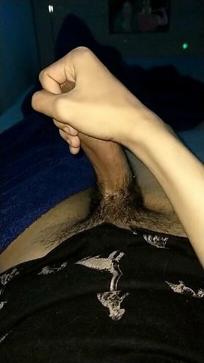 Jacking my large black cock