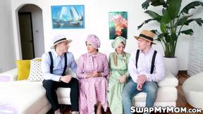 ”Amish stepmommies Pristine Edge & Penny Barber indulge into forbidden sex with st”