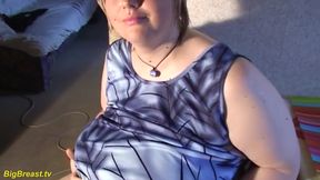 Extreme monster tit fuck with a massive dildo