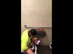 Workmen caught jerking and cumming in restroom