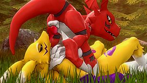 Renamon And Guilmon - Blowjob