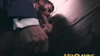 Suited Hector De Silva had his cock sucked before fucking the warm hole of Josh Milk