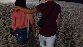 Slutty Beach BJ: Wife Can't Resist Sucking Off Her Husband's Hung Friend Right On The Sand