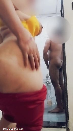 Stepmom Watched Her Stepson Masturbate and Then She Also Started Fingering Her Pussy