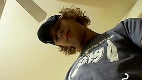 ”Blonde twink Casey Wood jerks off his dong while smoking”