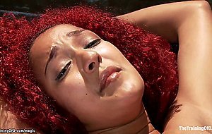 Ginger ebony sub fucked and cummed