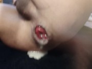 Cum Whore Pushes Out Loads