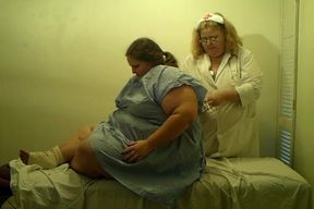 Angie Fell down here she is in the exam room with Nurse Vicki