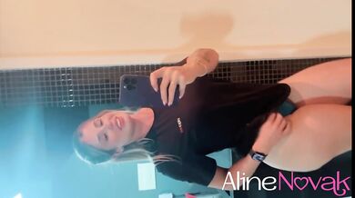 New Year alone the hot blonde had fun with her beautiful hands - Aline Novak