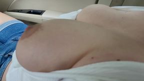 Random stranger with perfect big tits plays with me in the car