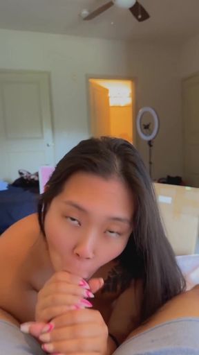 down on my knees giving a blowjob like a good asian slut HUGE CUMSHOT IN MOUTH   Clip 2