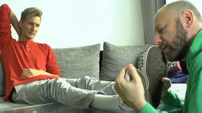 Blond Surfer Boy Bazz Gets His Lovely Feet Licked And Also Receives Foot Tickling Treatment - Very Cute & Ticklish Reactions