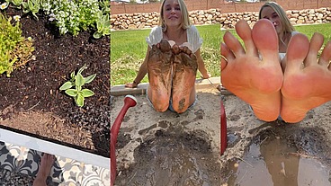 Barefoot Gardening On a Nice Spring Day wit Hot Blonde Emma Hix