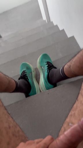 I masturbated on the fire escape and came on my leg   Clip 1
