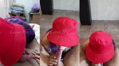 Fifty Shades of Cum? Cute Latina Amateur Sloppy Deeptroat on Knees