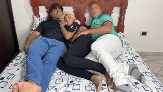Watching Movie with My Boyfriend and his Best Friend who Lays Next to Me and Starts Touching My Ass