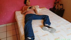 College Stud Vesper Masturbates While Sniffing & Enjoying His Own Stinky Socks & Shoes. Don't Miss To Watch This Video To Get An Idea Of The Smell!