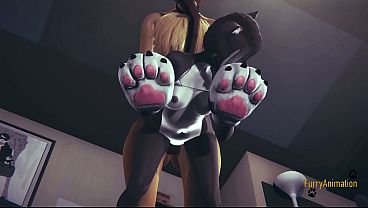 Furry Hentai - Fox fucks cat with creampie - Anime manga Yiff Japanese 3D Porn